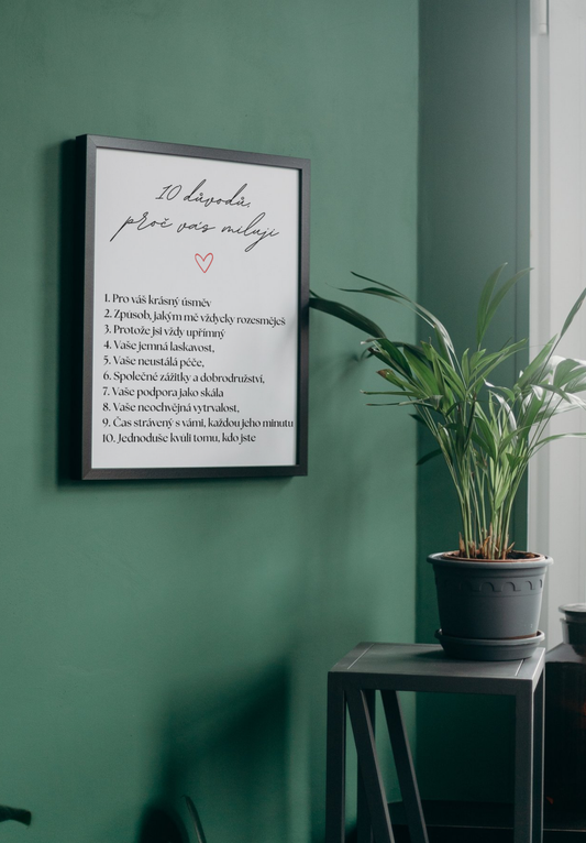 Pamětní plakát 10 důvodů, proč vás miluji