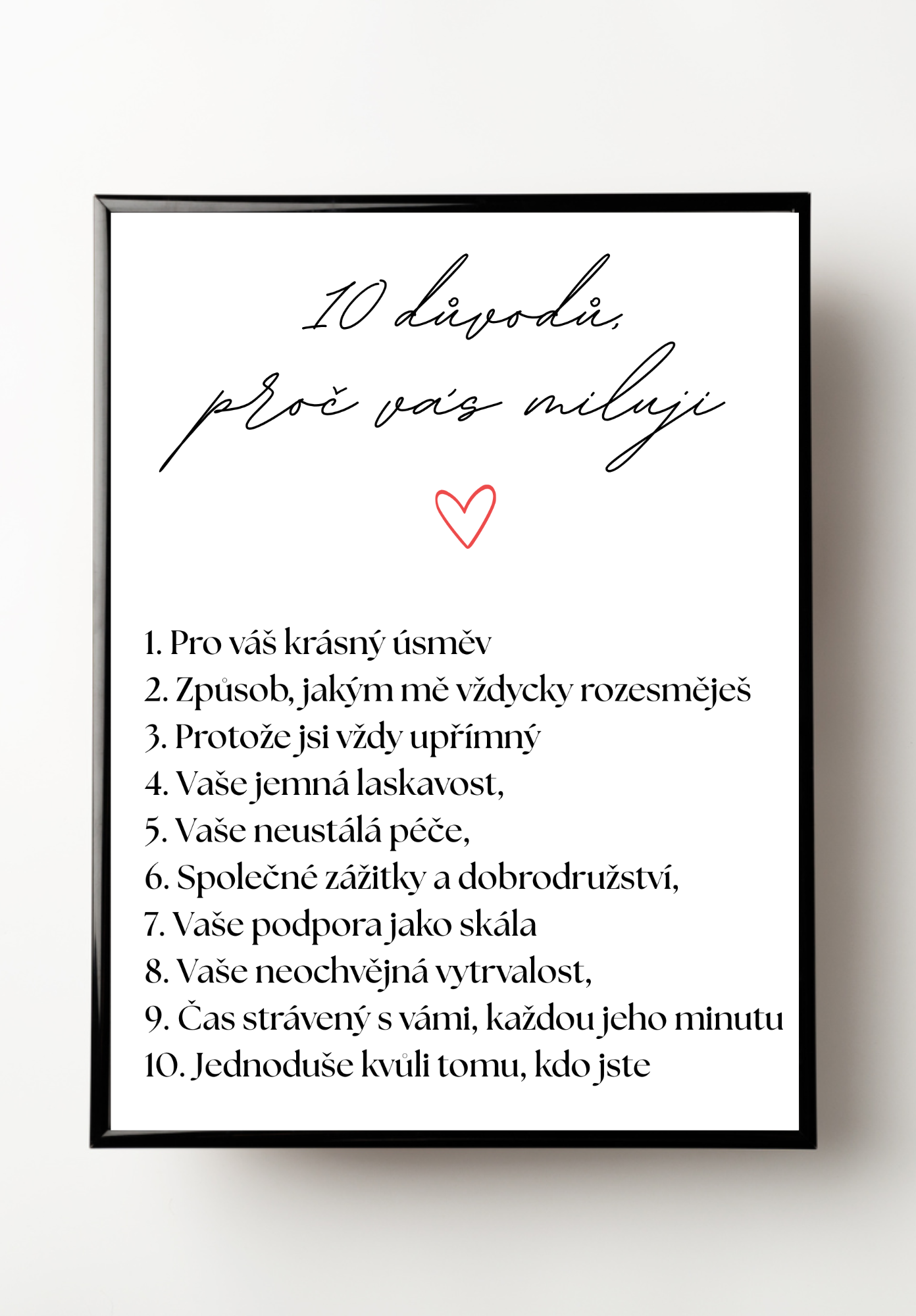 Pamětní plakát 10 důvodů, proč vás miluji