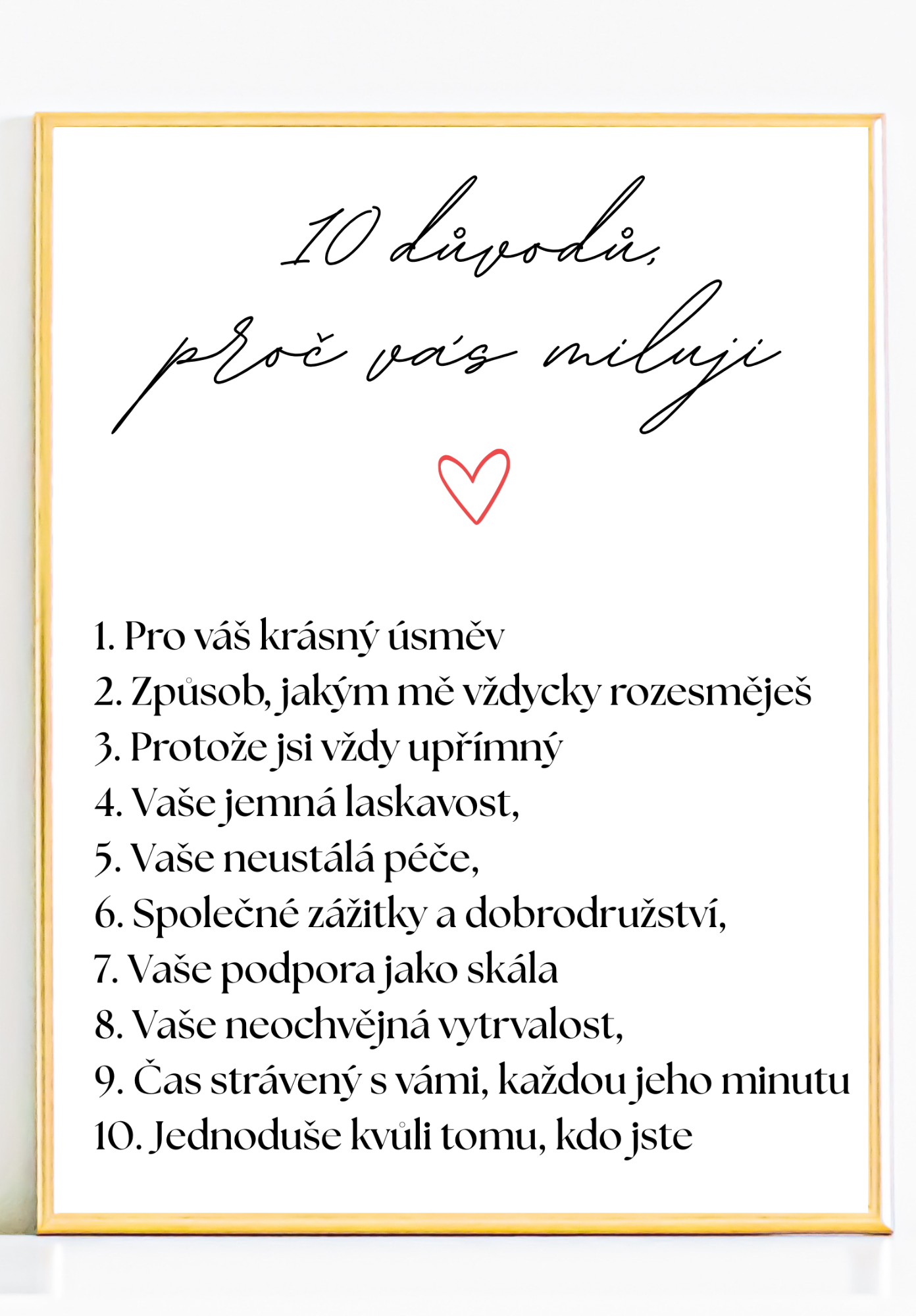 Pamětní plakát 10 důvodů, proč vás miluji