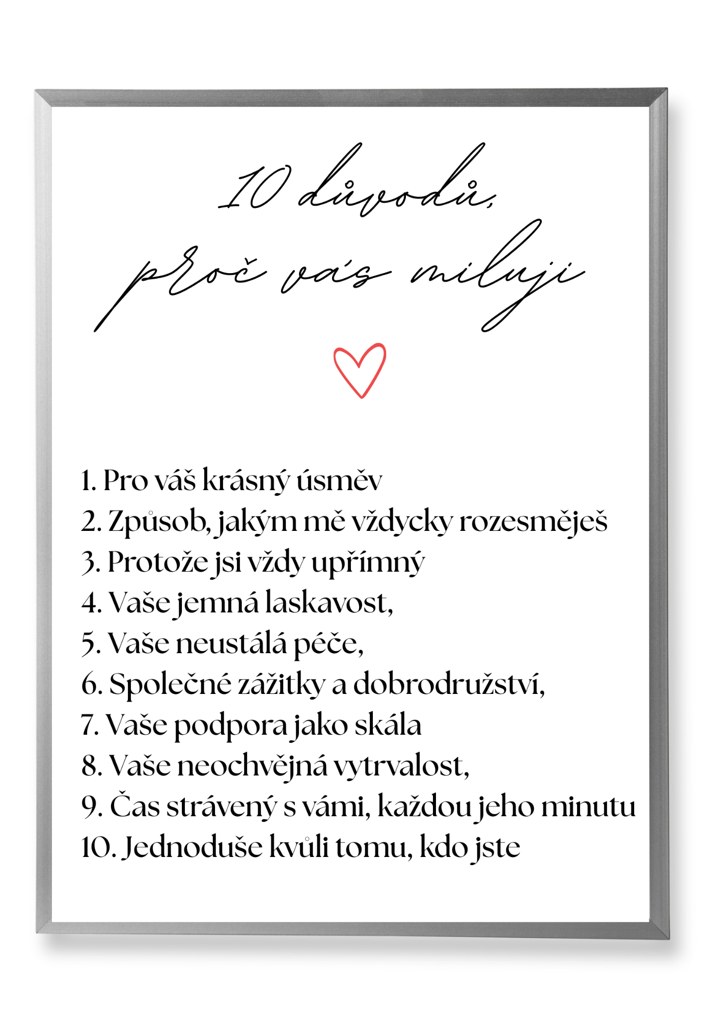 Pamětní plakát 10 důvodů, proč vás miluji