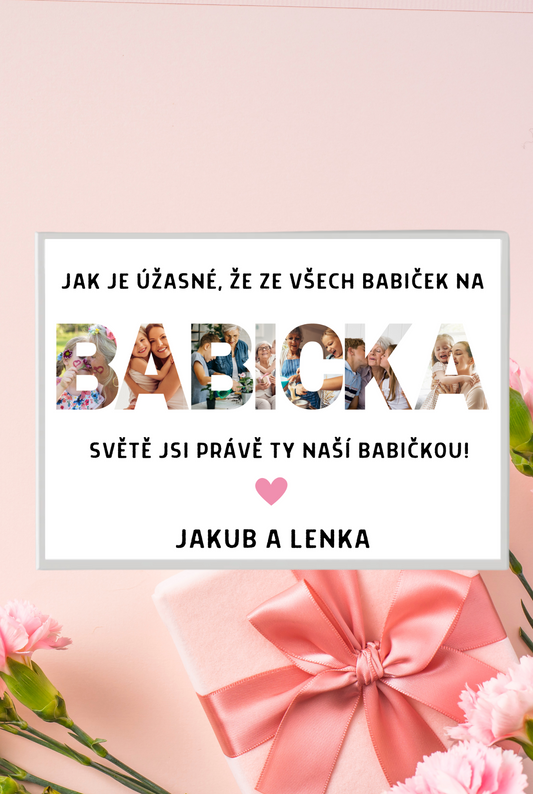 Pamětní plakát s nápisem "BABIČKA"